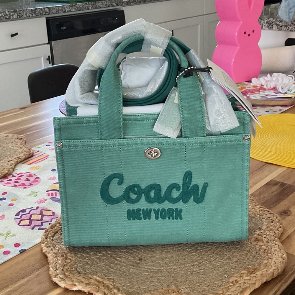 Coach Teal Canvas Tote Bag